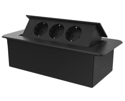 Меблева розетка LIVOLO VL-SHS013-FCTC-B потрійна з плавним відкриттям, чорна